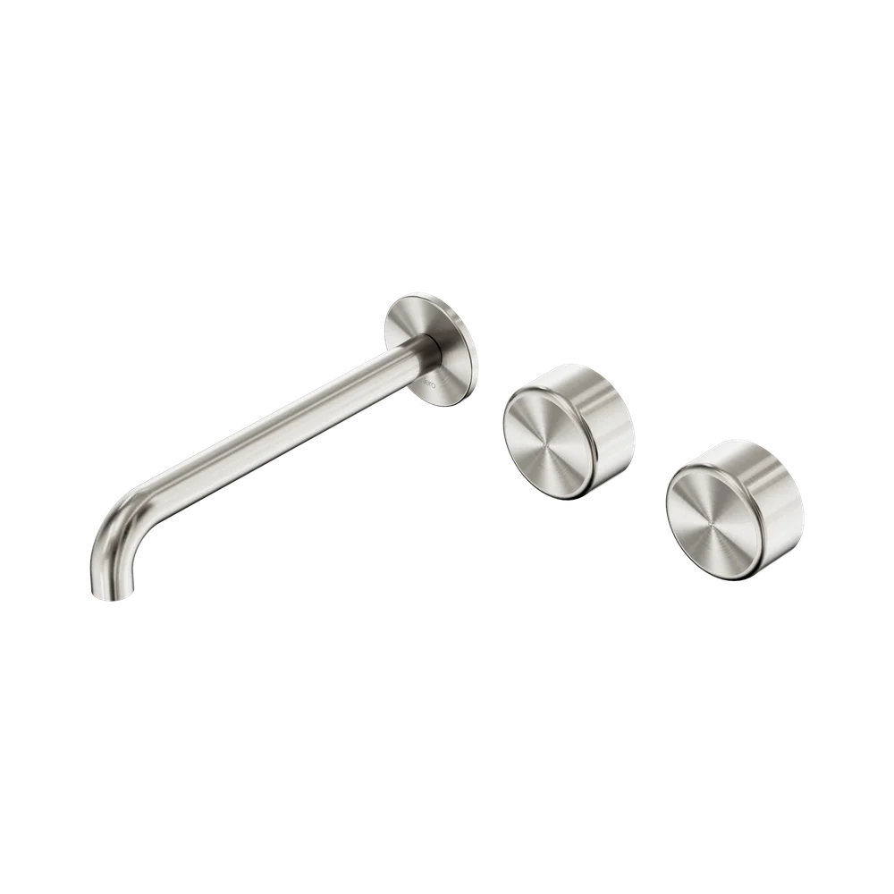 Nero Serenity Wall Basin Set 220mm Offset Spout With Metal Handle Brushed Nickel - Image 3