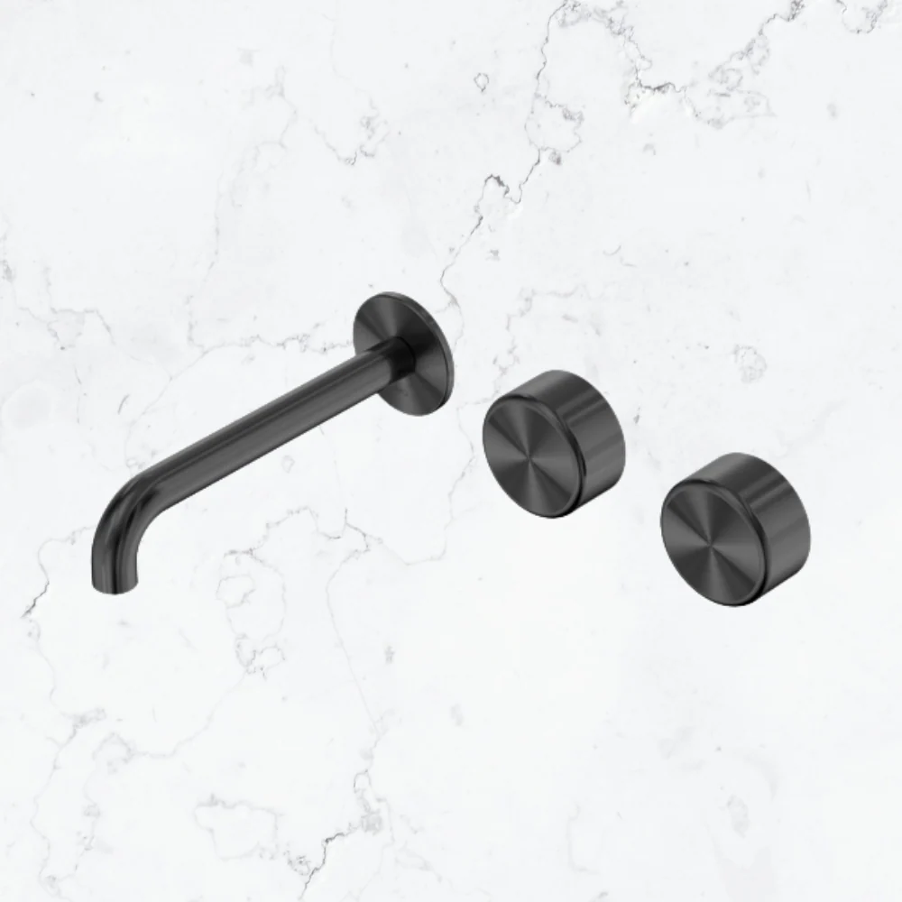 Nero Serenity Wall Basin Set 185mm Offset Spout with Metal Handle Gunmetal - Image 2