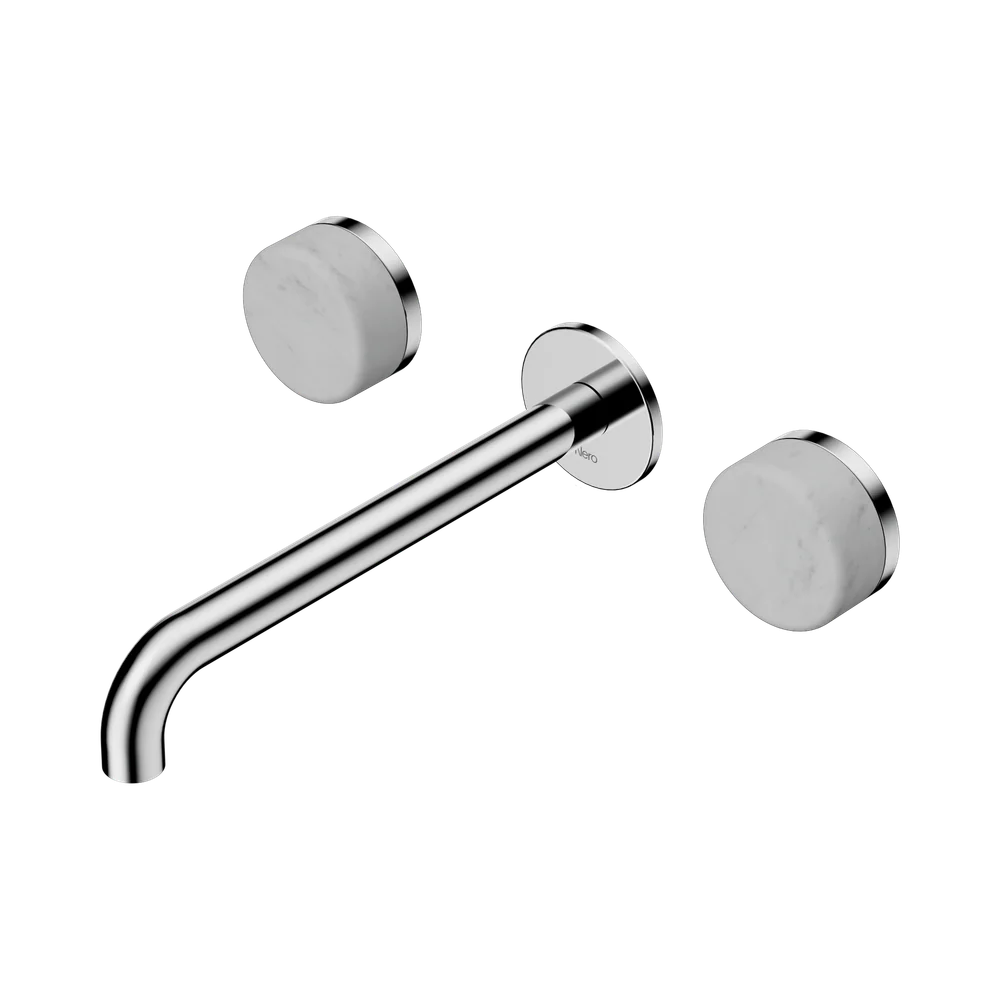 Nero Serenity Wall Basin Set 220mm Spout With Carrara Handle Chrome