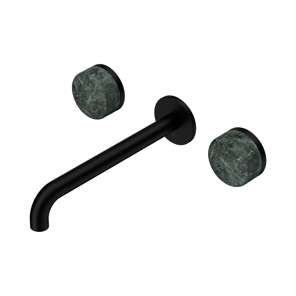 Nero Serenity Wall Basin Set 220mm Spout With Verde Alpi Handle Matte Black - Image 3