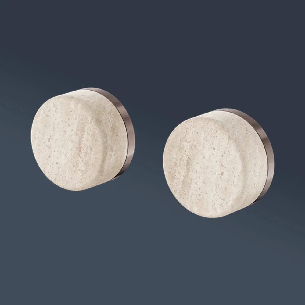 Nero Serenity Wall Top Assembly With Rome Travertine Handle Brushed Bronze - Image 2