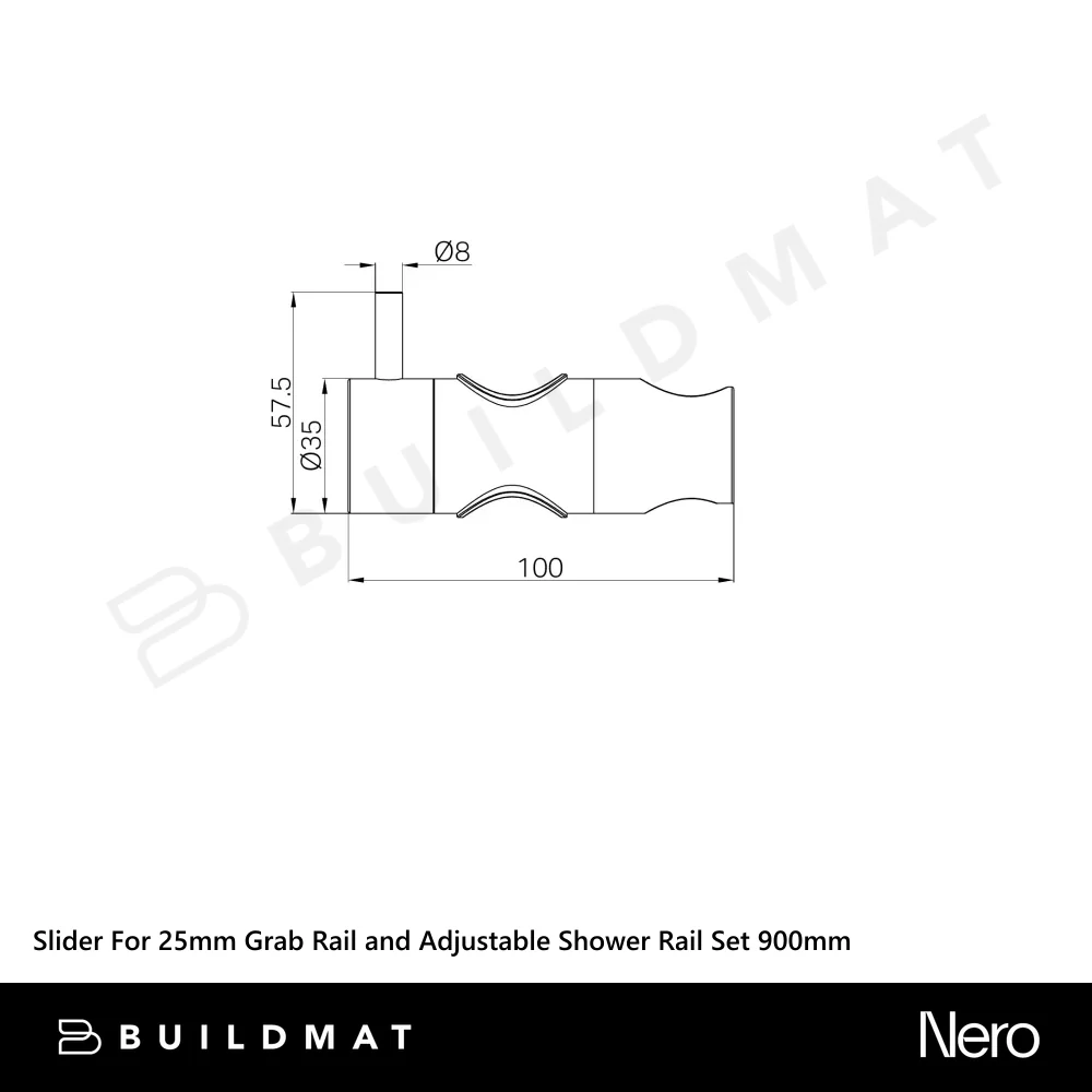 Nero Slider For Mecca Care 25mm Grab Rail and Adjustable Shower Rail Set 900mm Brushed Gold - Image 5