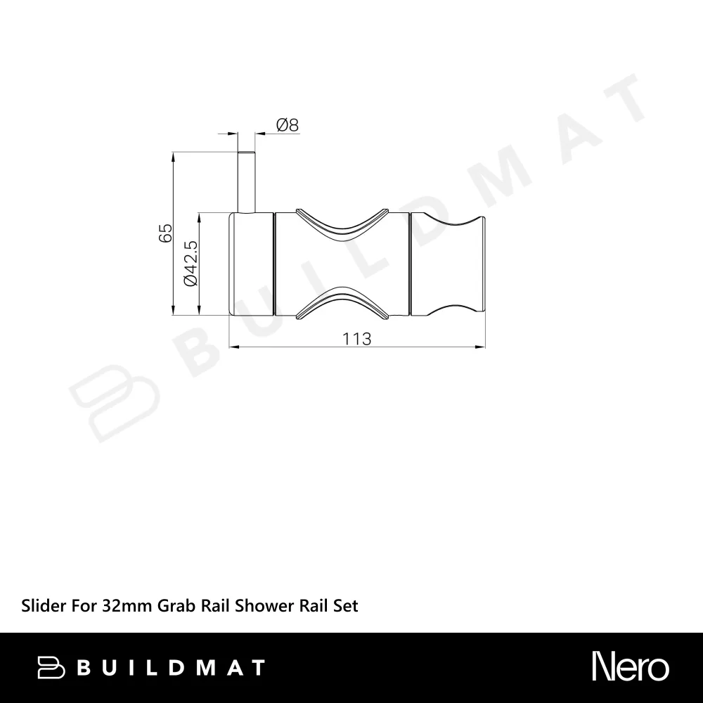 Nero Slider For Mecca Care 32mm Grab Rail Shower Rail Set Brushed Bronze - Image 5
