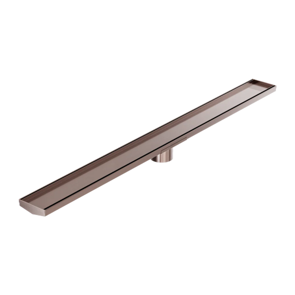 Nero Tile Insert V Channel 1200x106mm Floor Grate 80mm Outlet Brushed Bronze - Image 3