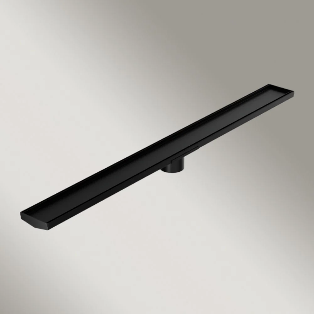 Nero Tile Insert V Channel 1200x106mm Floor Grate 80mm Outlet Matte Black - Image 2