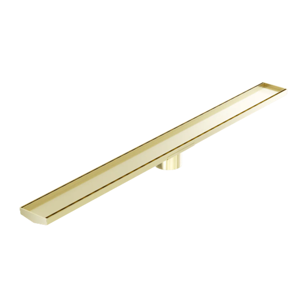 Nero Tile Insert V Channel 1200x106mm Floor Grate 90mm Outlet Brushed Gold - Image 3