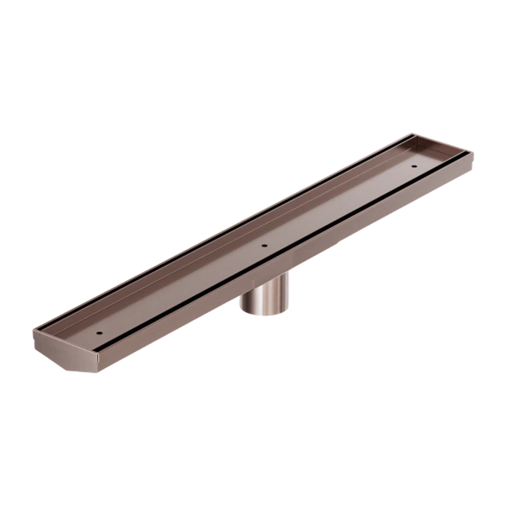 Nero Tile Insert V Channel 600x82mm Floor Grate 50mm Outlet Brushed Bronze - Image 3