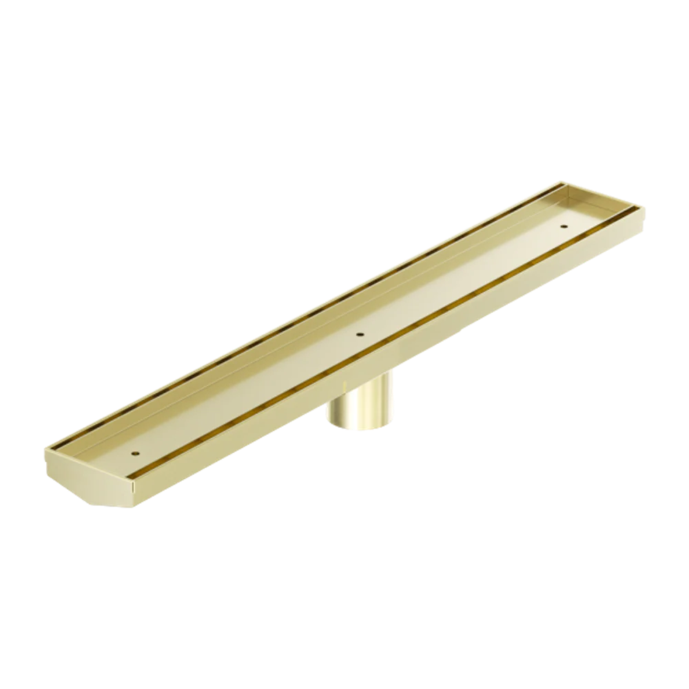 Nero Tile Insert V Channel 600x82mm Floor Grate 50mm Outlet Brushed Gold - Image 3
