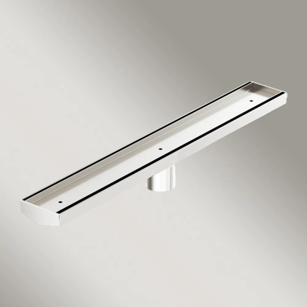 Nero Tile Insert V Channel 600x82mm Floor Grate 50mm Outlet Brushed Nickel - Image 2