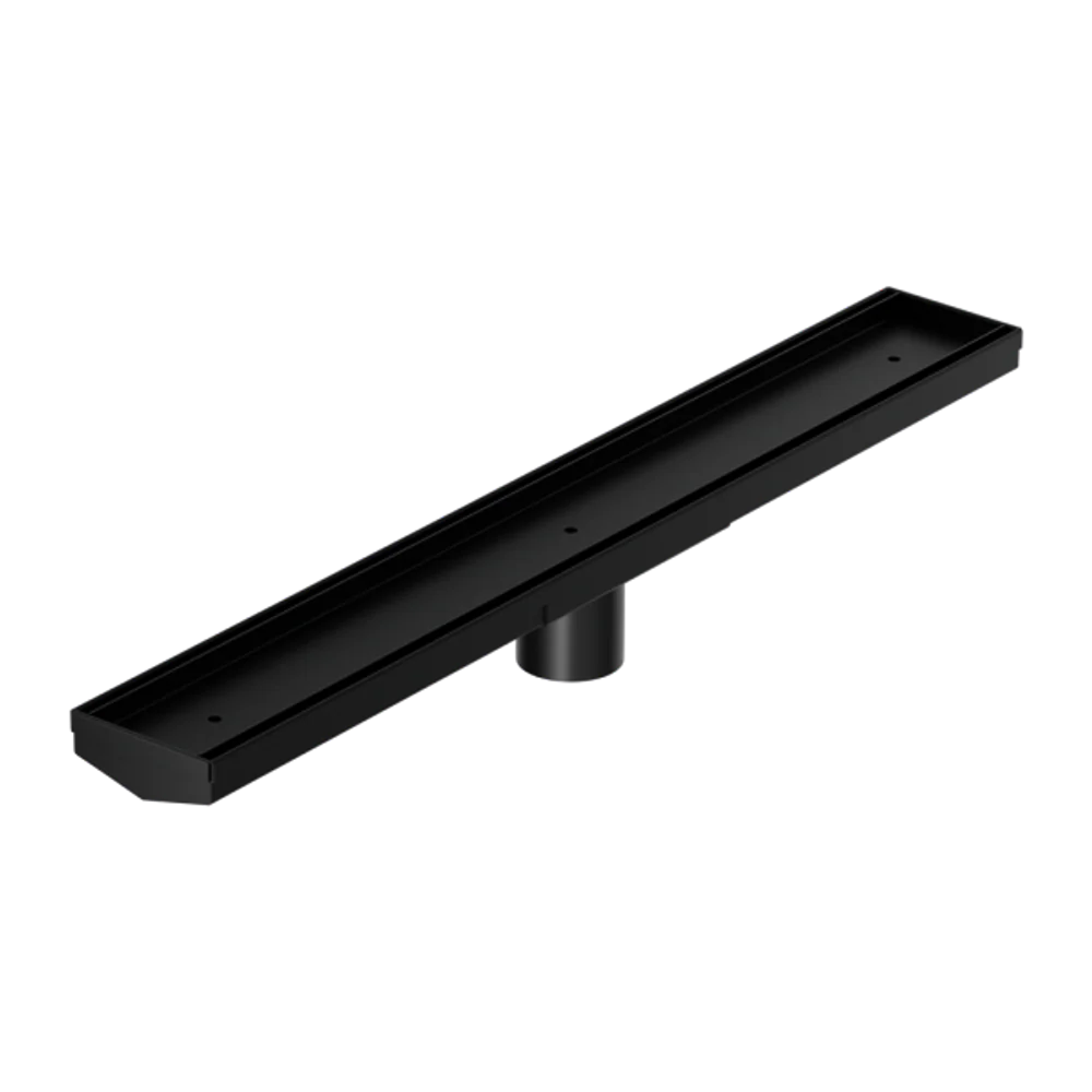 Nero Tile Insert V Channel 600x82mm Floor Grate 50mm Outlet Matte Black