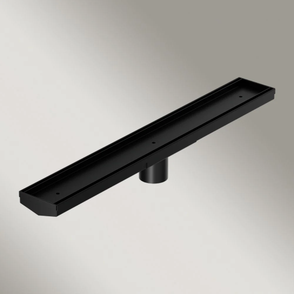 Nero Tile Insert V Channel 600x82mm Floor Grate 50mm Outlet Matte Black - Image 2