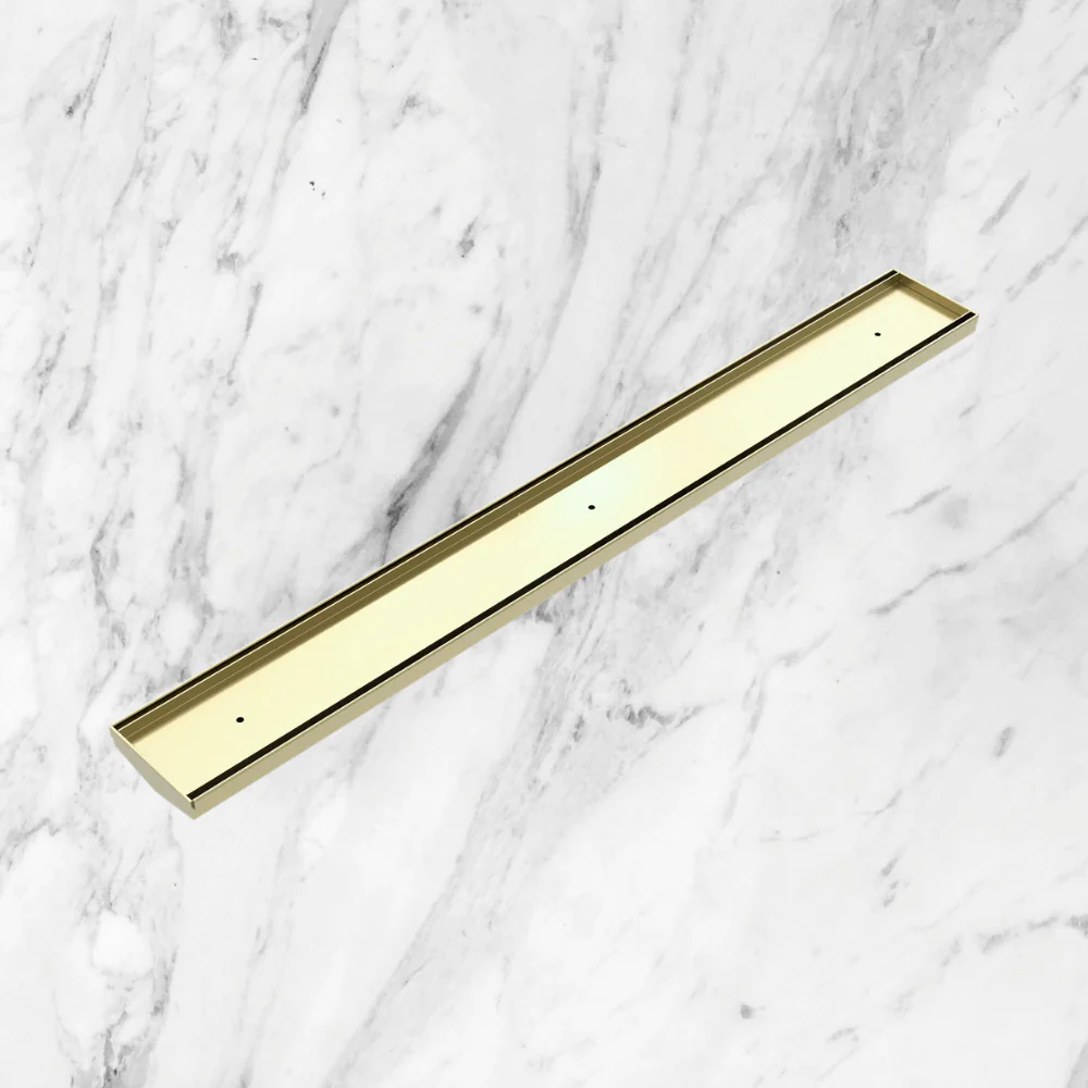 Nero Tile Insert V Channel 900x106mm Floor Grate Without Outlet Brushed Gold - Image 2