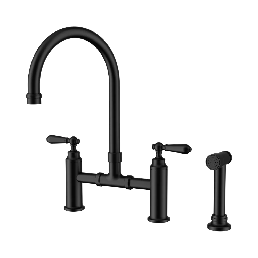 Nero York Bridge Pull Out Kitchen Set With Hand Spray Matte Black - Image 3