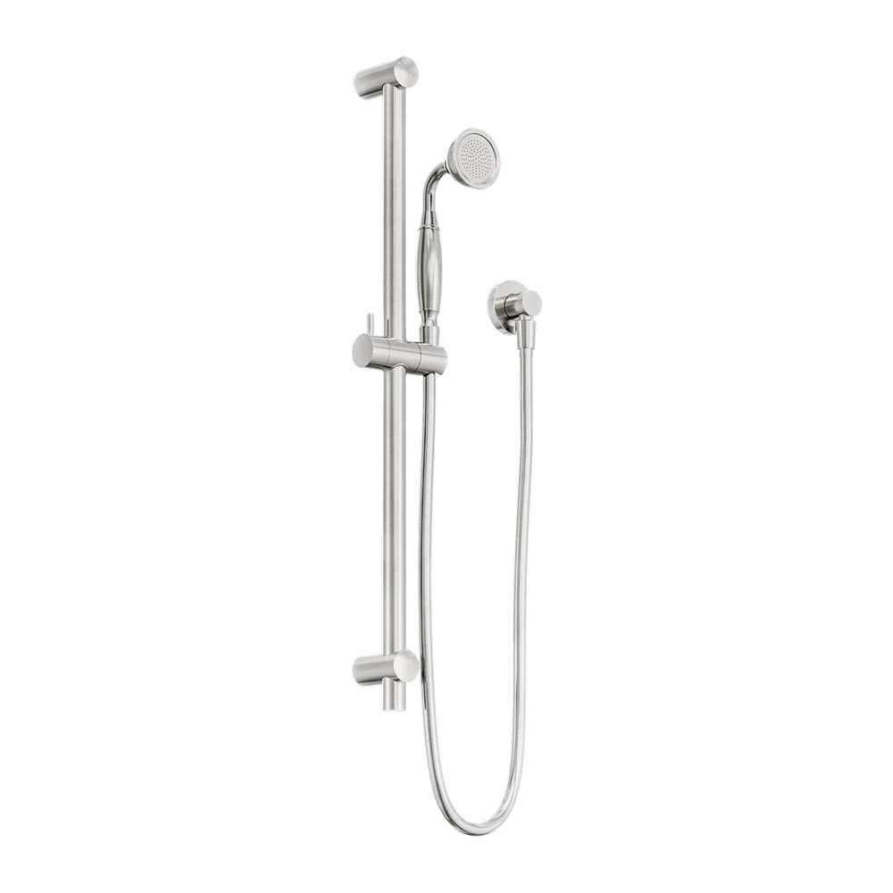 Nero York Shower Rail With Metal Hand Shower Brushed Nickel