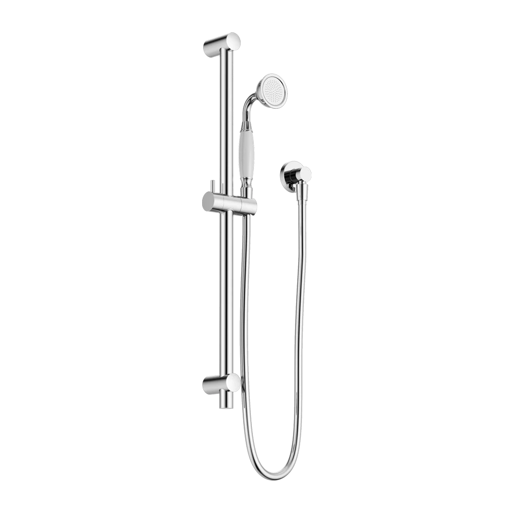 Nero York Shower Rail With White Porcelain Hand Shower Chrome - Image 3