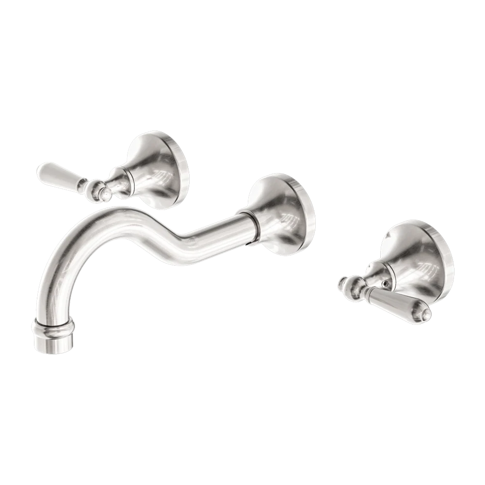 Nero York Wall Basin Set With Metal Lever Brushed Nickel