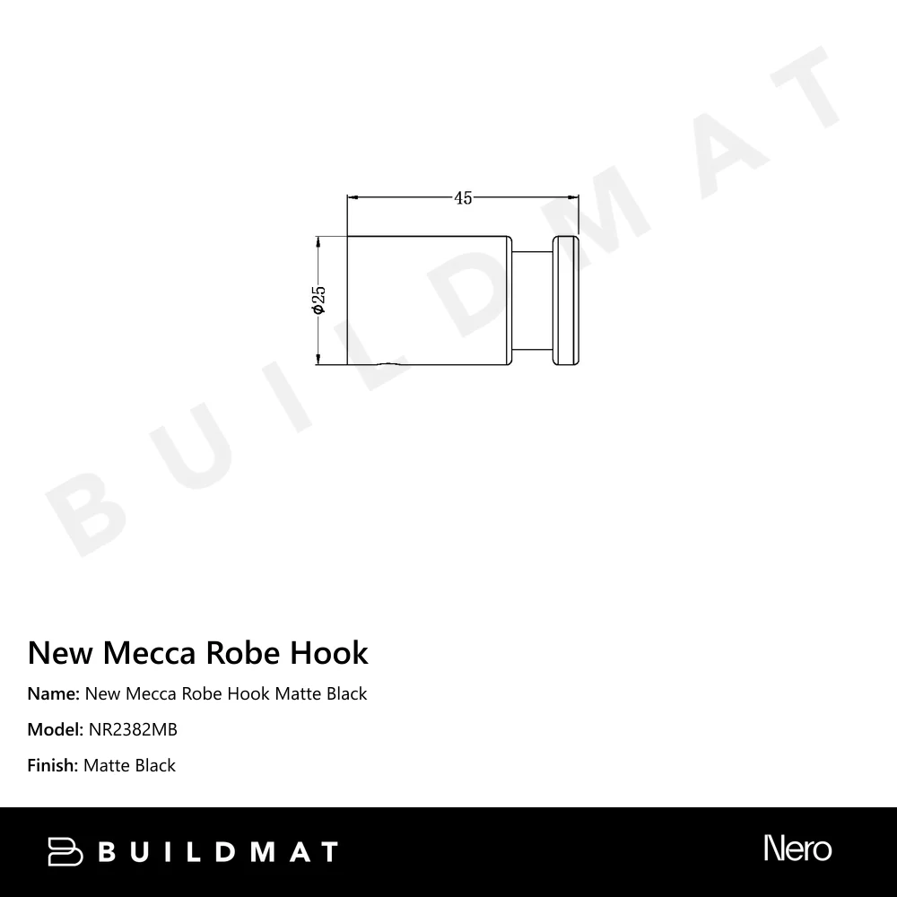 Nero New Mecca Robe Hook Matte Black - Image 4