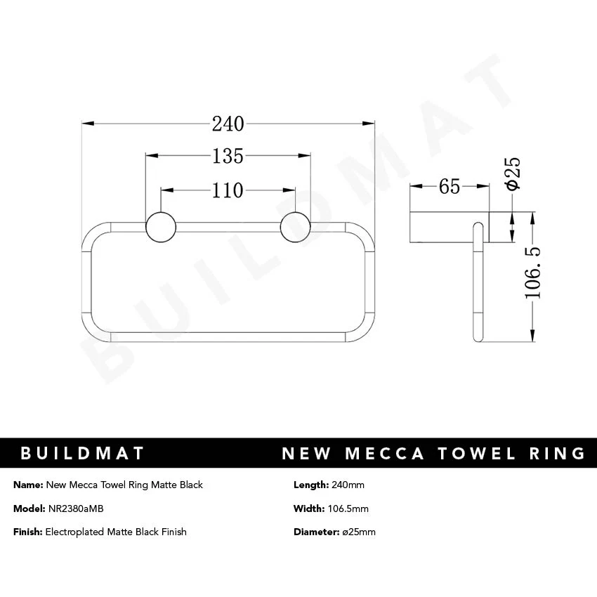 Nero New Mecca Towel Ring Matte Black - Image 5