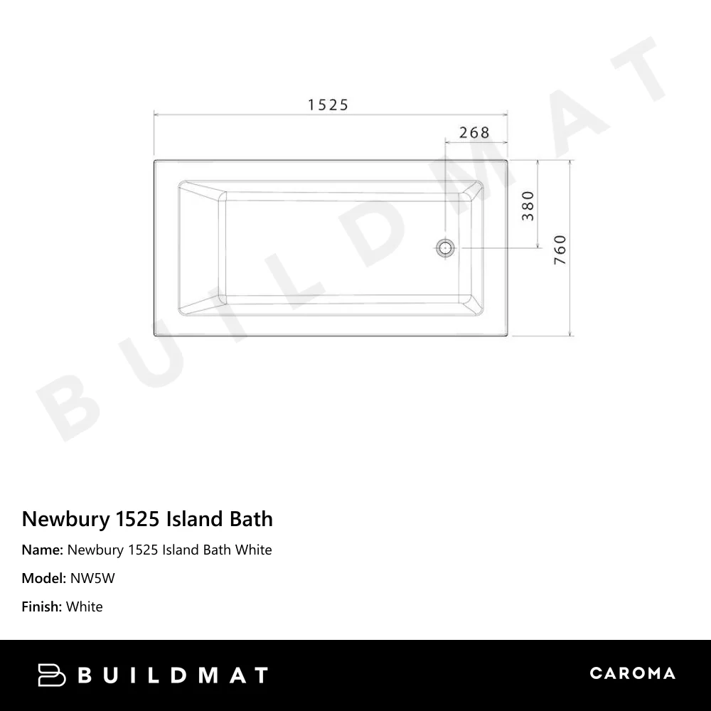 Caroma Newbury 1525 Island Bath White - Image 4
