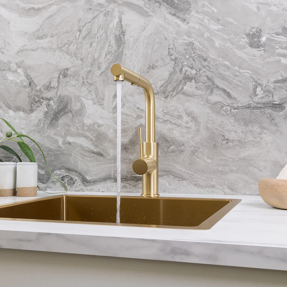 Alma Nisa Square Pull Out Mixer Brushed Brass Gold - Image 4