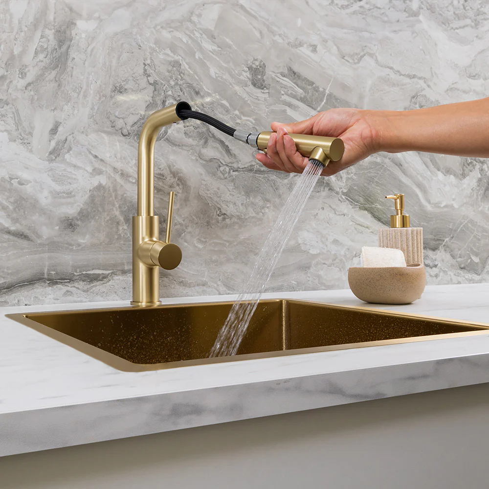 Alma Nisa Square Pull Out Mixer Brushed Brass Gold - Image 6