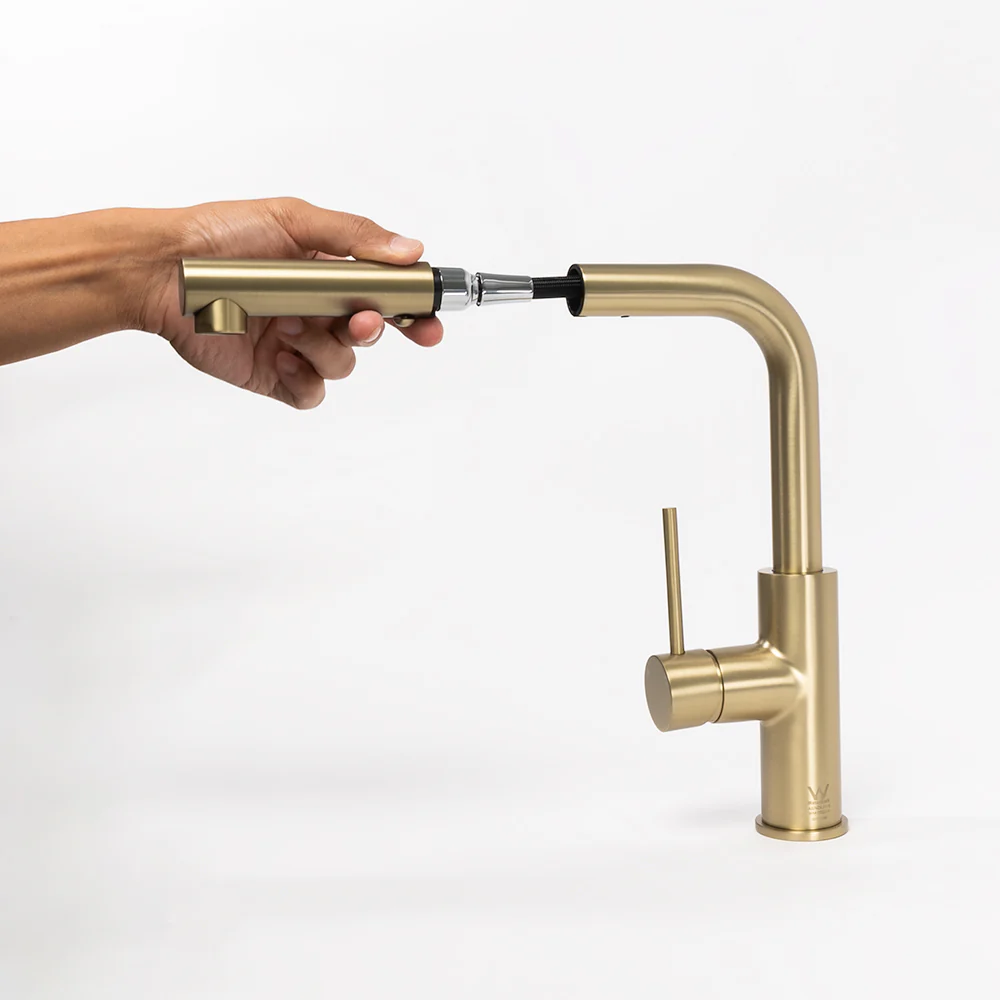 Alma Nisa Square Pull Out Mixer Brushed Brass Gold - Image 7