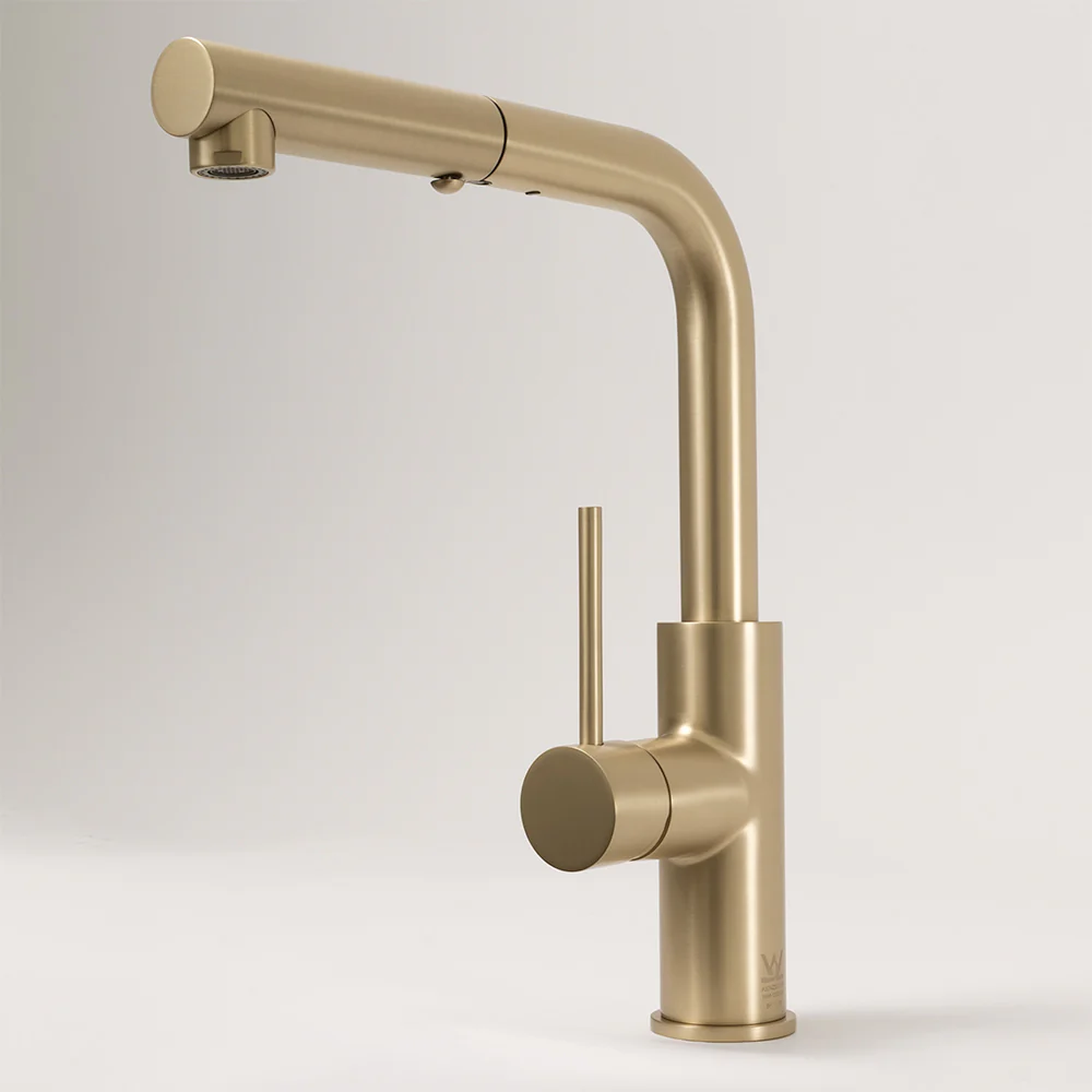 Alma Nisa Square Pull Out Mixer Brushed Brass Gold - Image 9