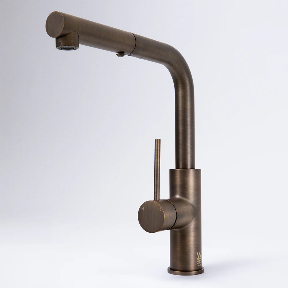 Alma Nisa Square Pull Out Mixer Brushed Vintage Antique Brass - Image 10