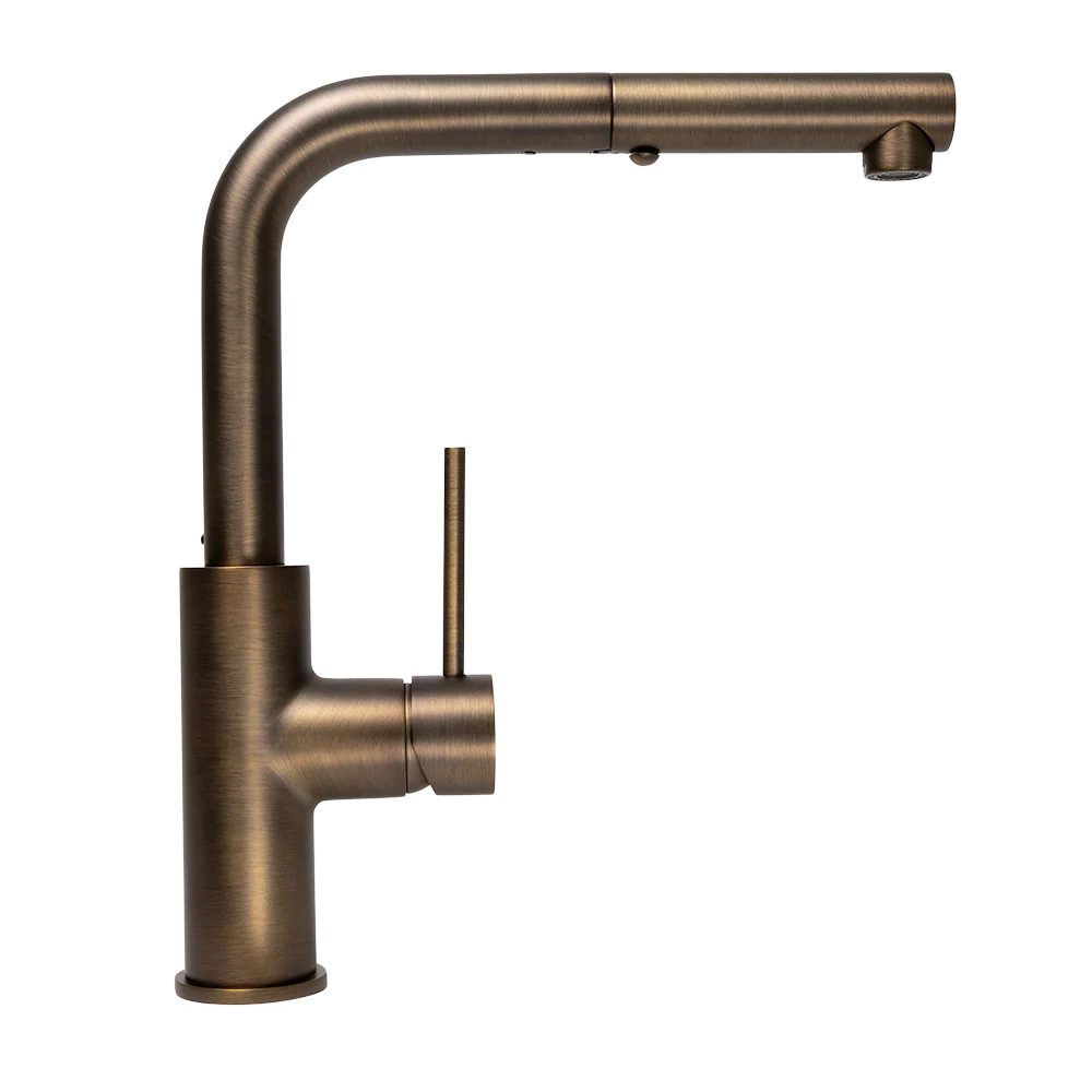 Alma Nisa Square Pull Out Mixer Brushed Vintage Antique Brass - Image 3