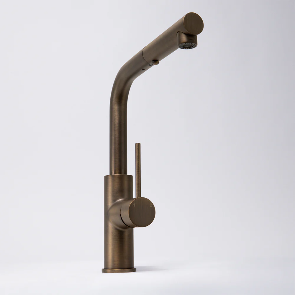 Alma Nisa Square Pull Out Mixer Brushed Vintage Antique Brass - Image 7