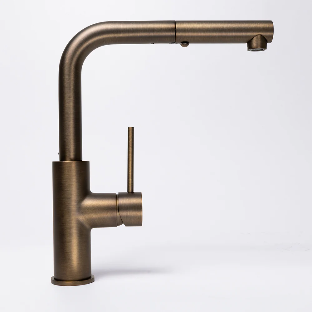Alma Nisa Square Pull Out Mixer Brushed Vintage Antique Brass - Image 9