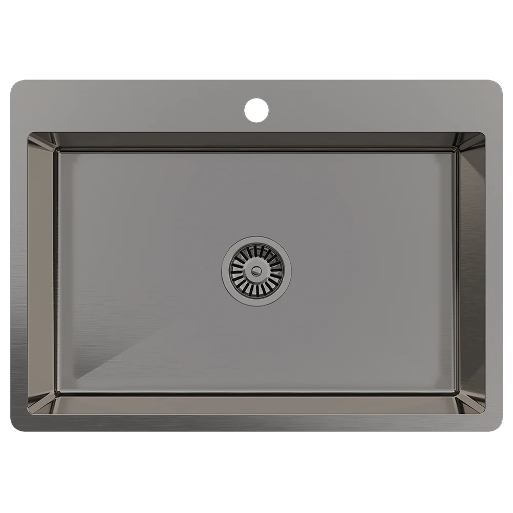 Alma Noah 700x500 Large Single Bowl Tap Landing Sink Brushed Gunmetal - Image 3