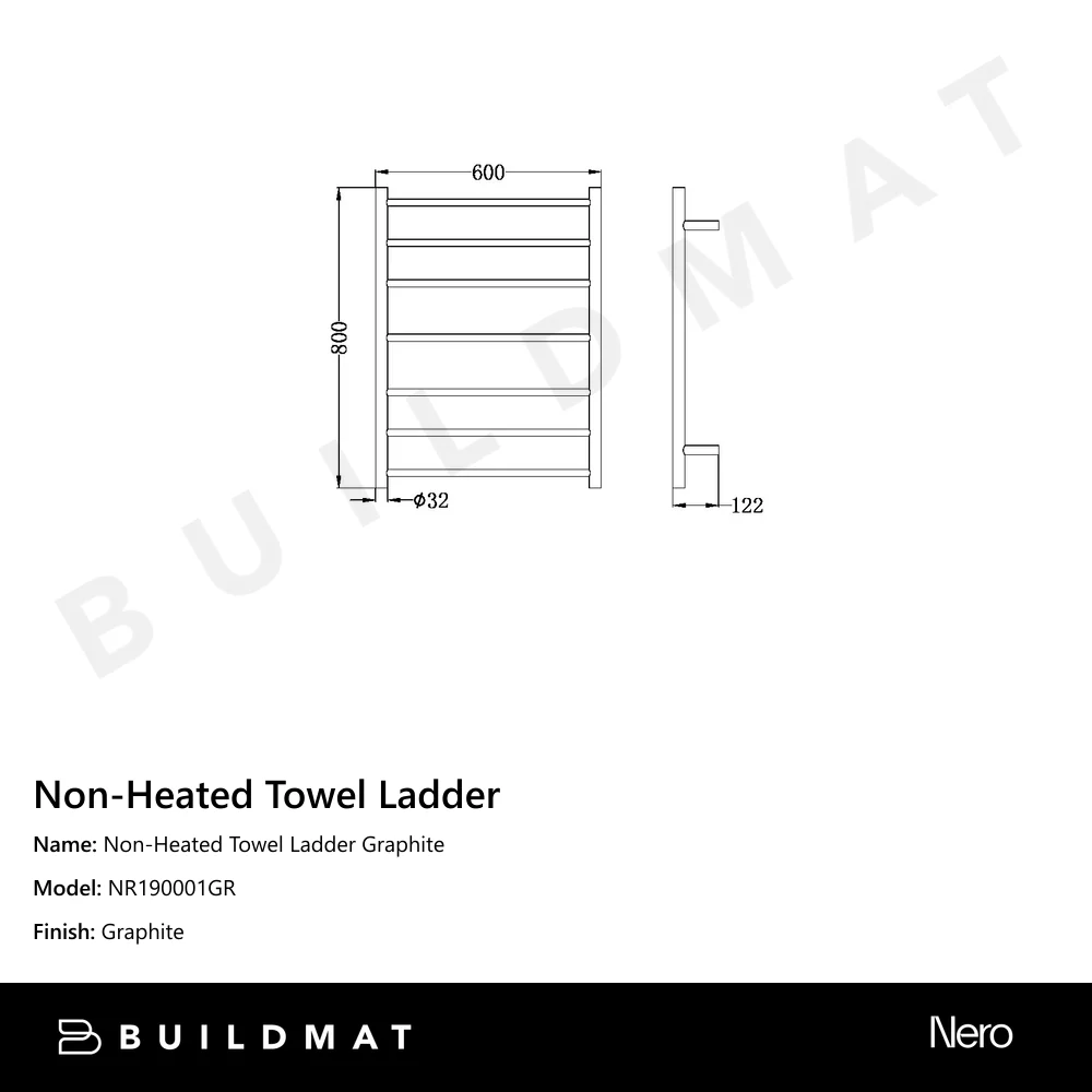 Nero Non-Heated Towel Ladder Graphite - Image 4