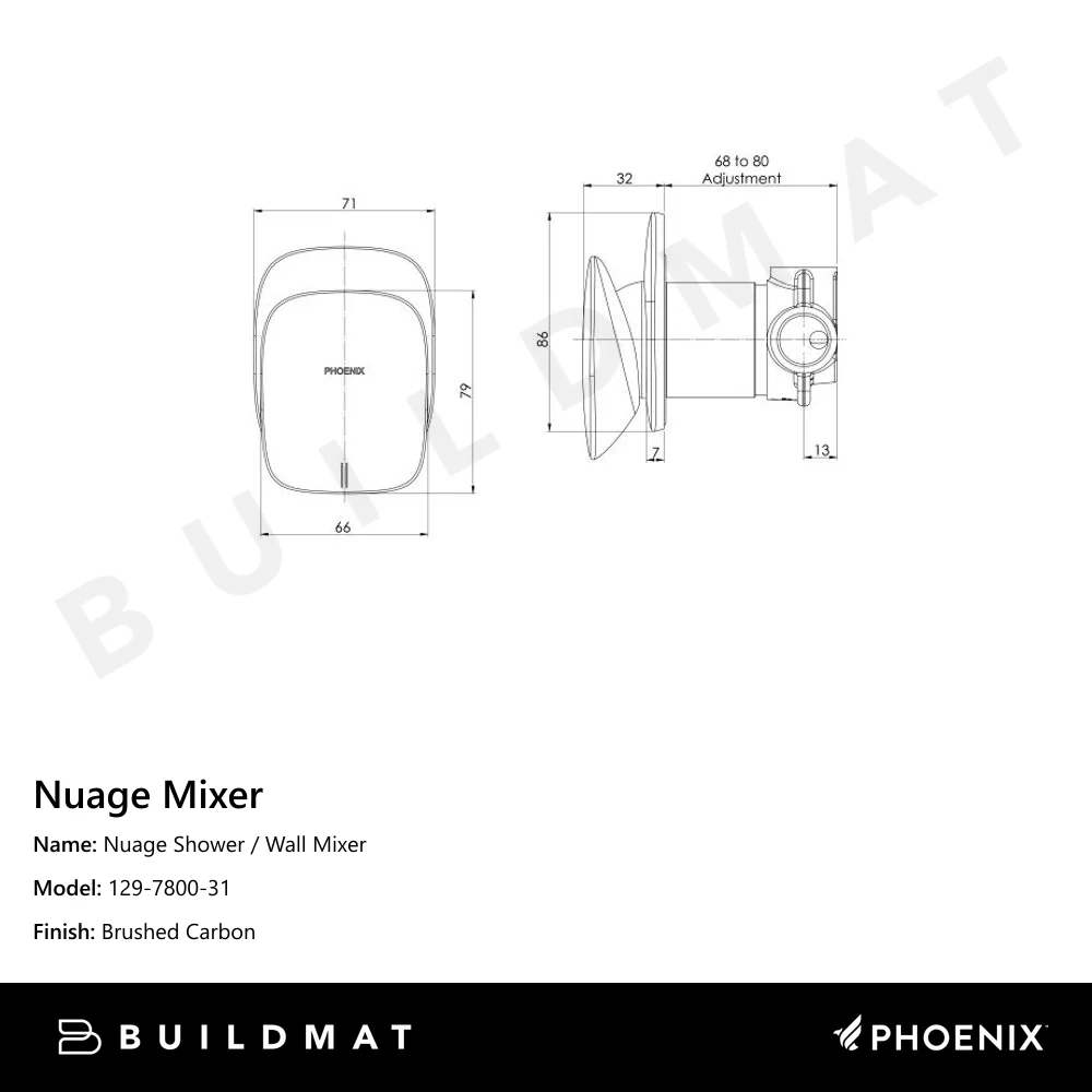 Phoenix Nuage Shower / Wall Mixer Brushed Carbon - Image 4
