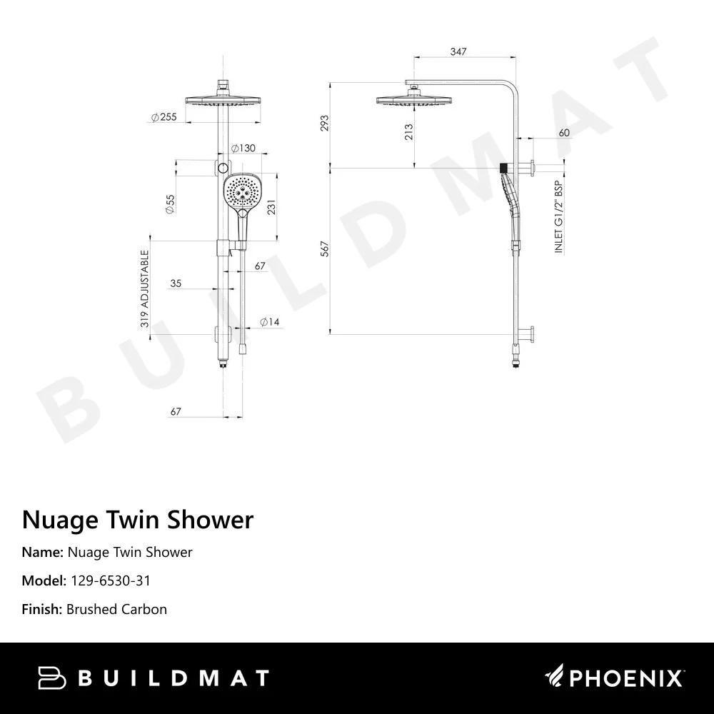 Phoenix Nuage Twin Shower Brushed Carbon - Image 4