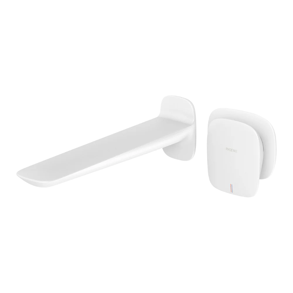 Phoenix Nuage Wall Basin / Bath Mixer Set 200mm Matte White