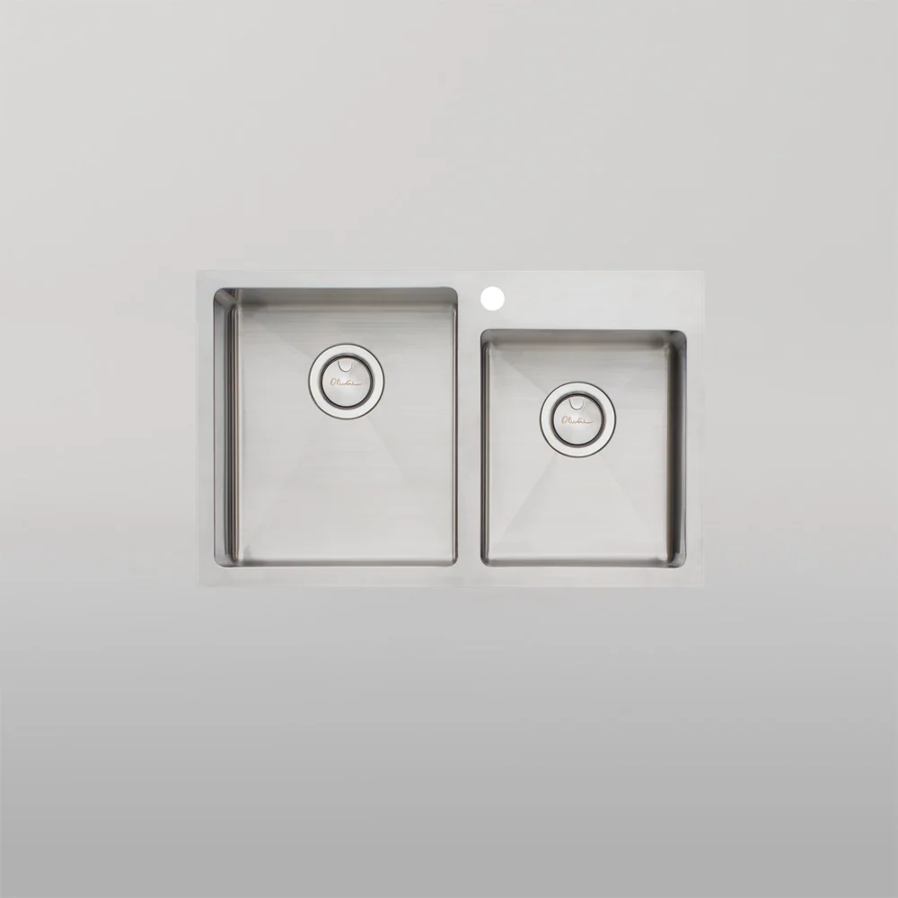 Oliveri Apollo 1 And 3/4 Left Offset Bowl Sink Stainless Steel - Image 2