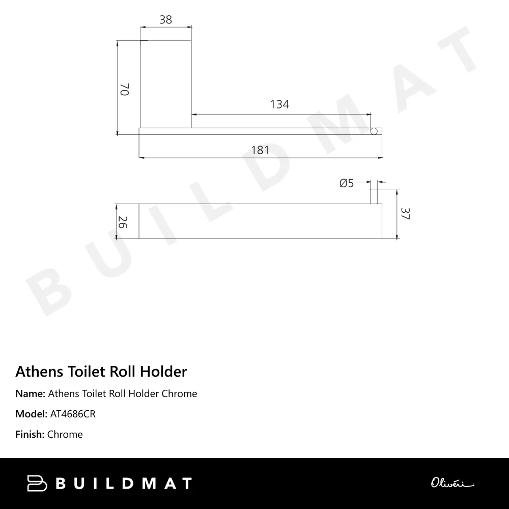 Oliveri Athens Toilet Roll Holder Chrome - Image 4