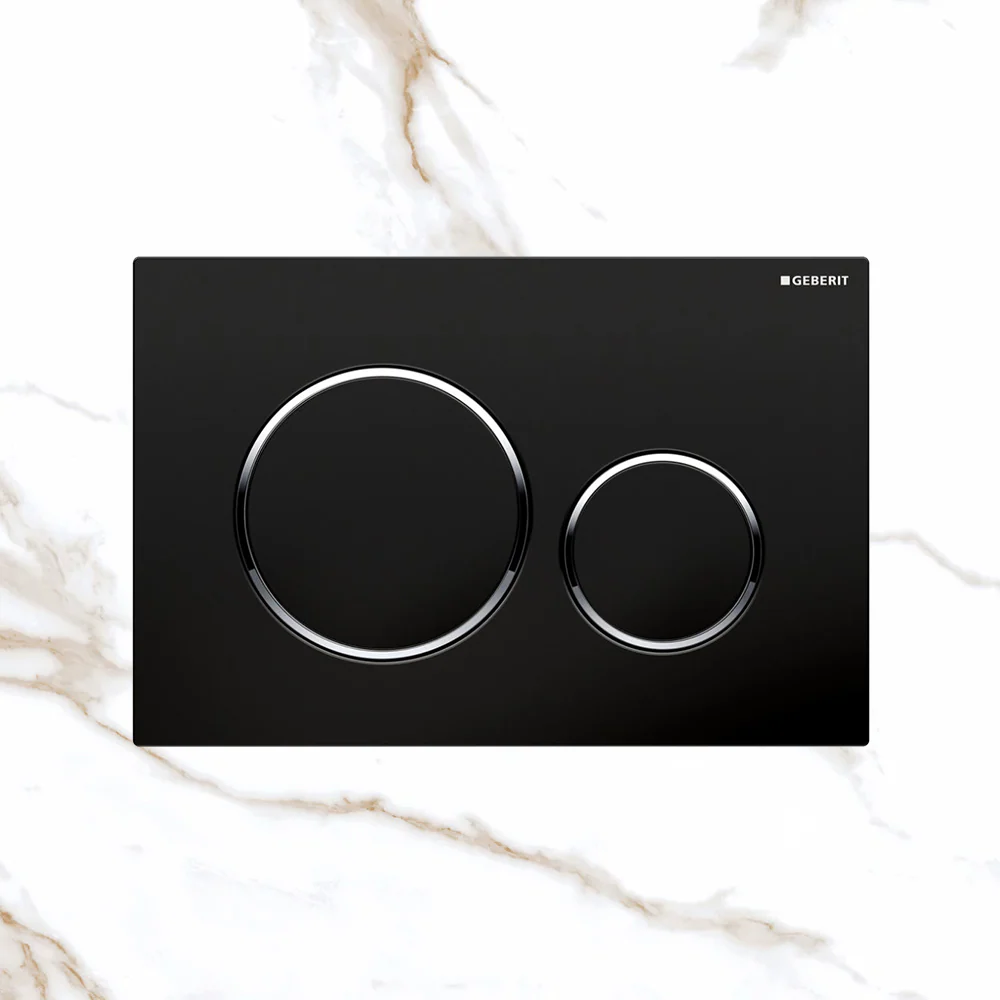 Oliveri Concealed Cistern Flush Plate with Round Buttons Black - Image 2