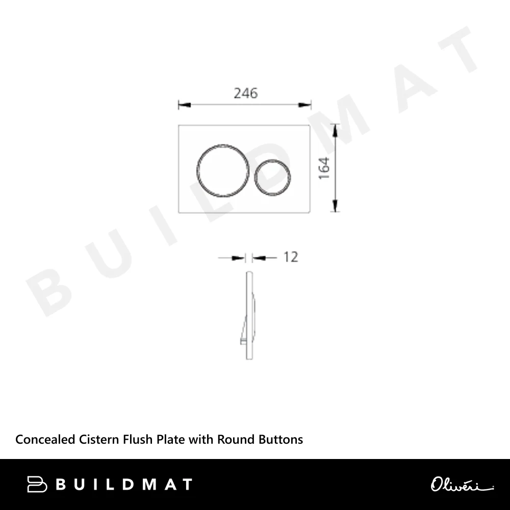 Oliveri Concealed Cistern Flush Plate with Round Buttons Black - Image 4