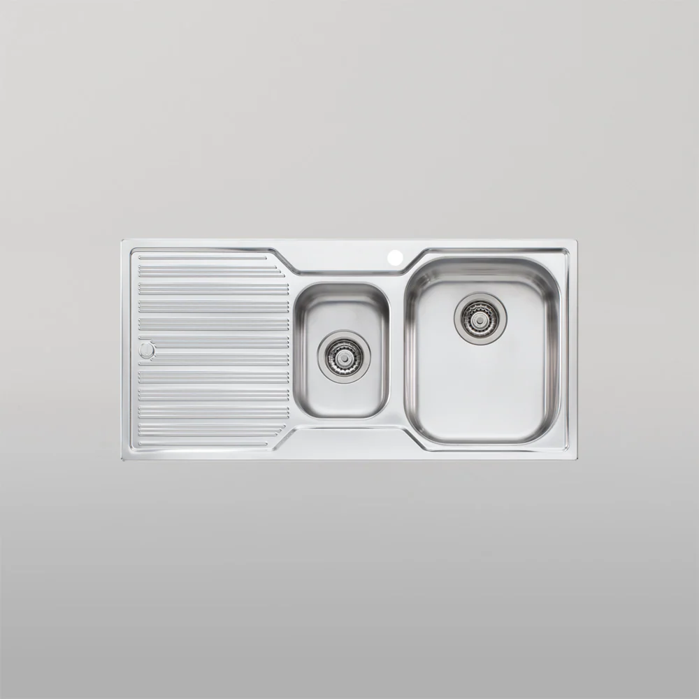 Oliveri Diaz 1 And 1/2 Bowl Sink With Left Drainboard and Taphole Stainless Steel - Image 2