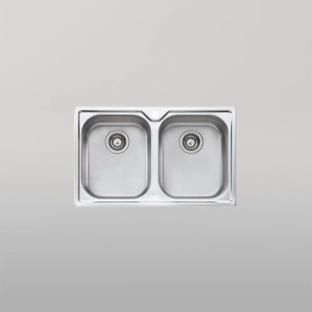 Oliveri Diaz Double Bowl Topmount Sink and Taphole Stainless Steel - Image 2