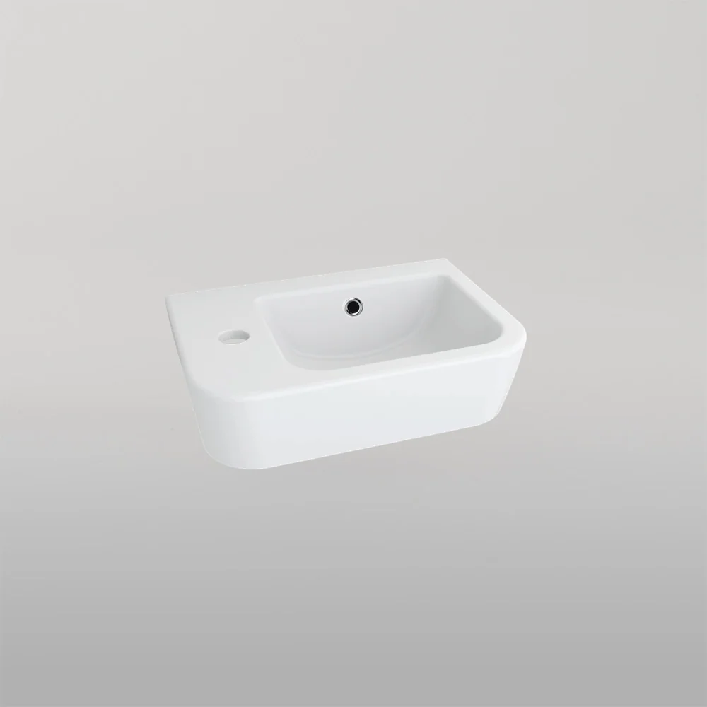 Oliveri Dublin Compact Wall Hung Basin with 1 Taphole (Left) White - Image 2