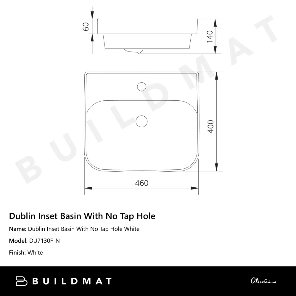 Oliveri Dublin Inset Basin With No Tap Hole White - Image 4