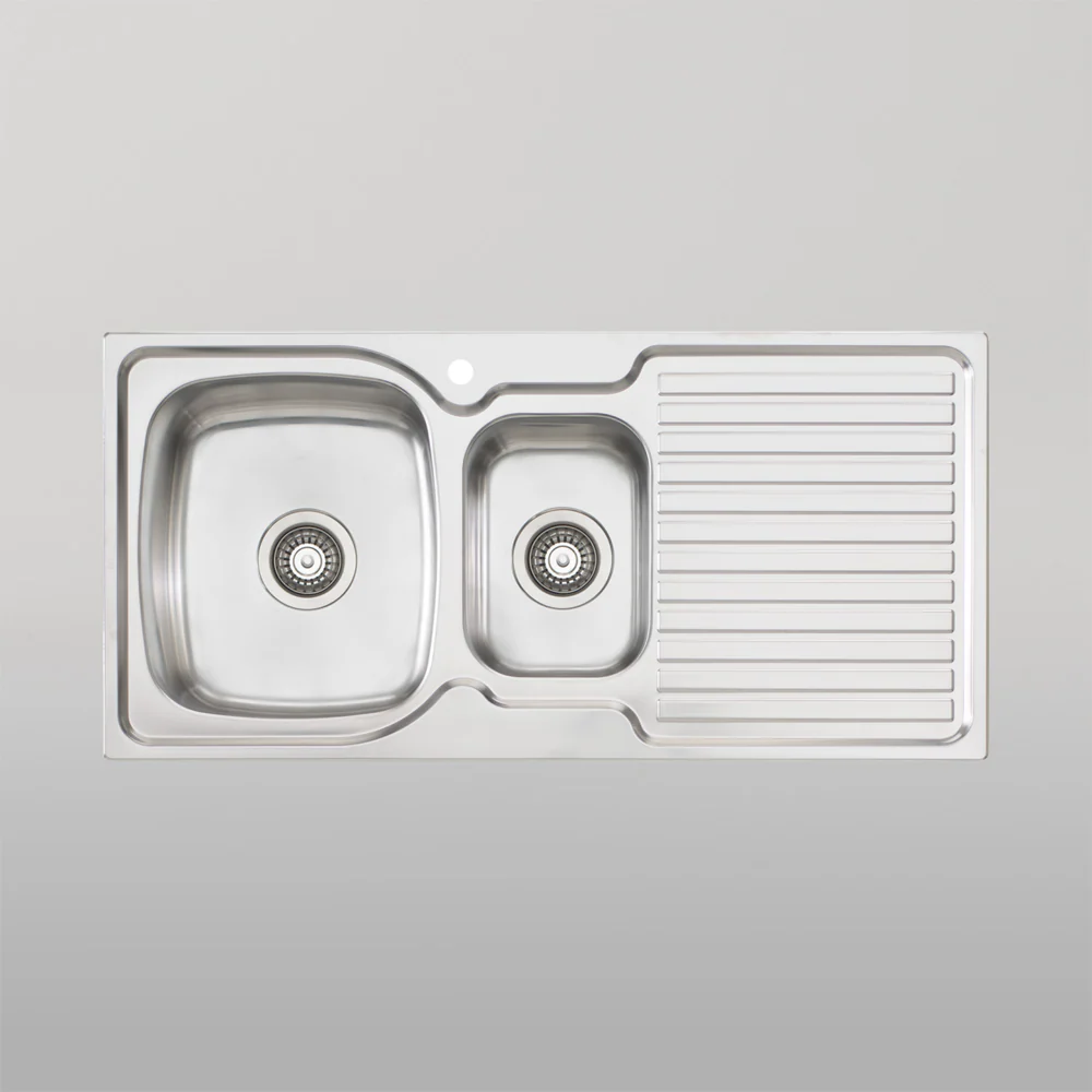 Oliveri Endeavour 1 And 1/2 Bowl Sink With Right Drainboard and Taphole Stainless Steel - Image 2