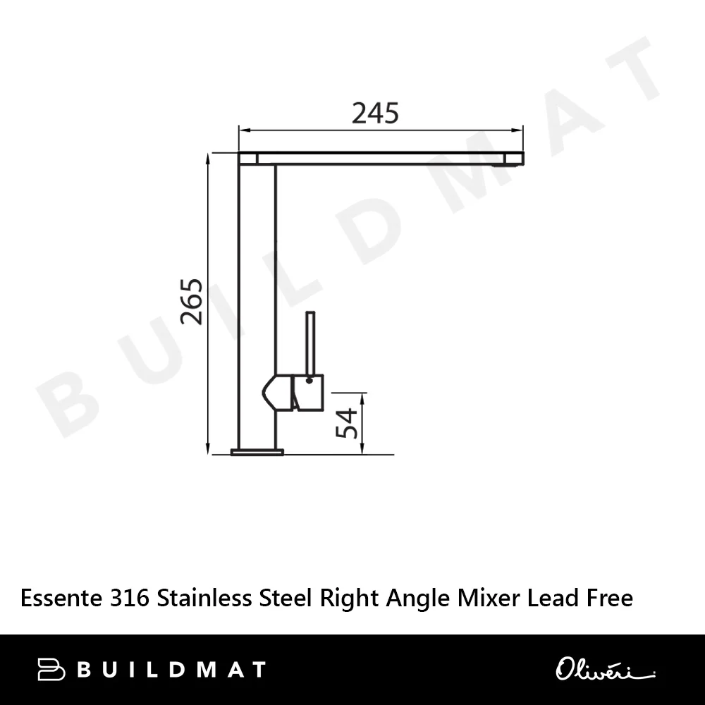 Oliveri Essente 316 Stainless Steel Right Angle Mixer Lead Free - Image 4