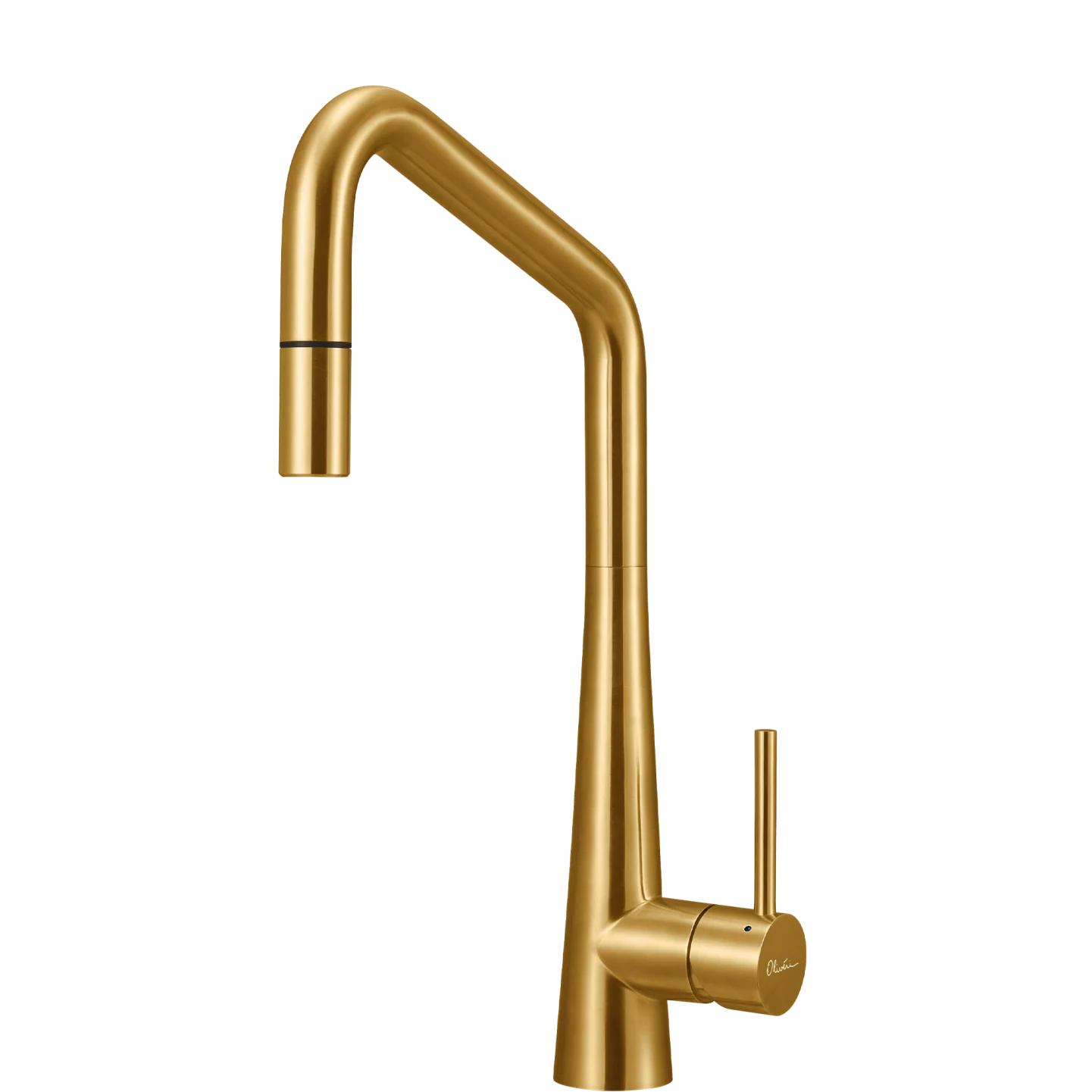 Oliveri Essente Stainless Steel Square Goose Neck Pull Out Mixer Brushed Gold - Image 3