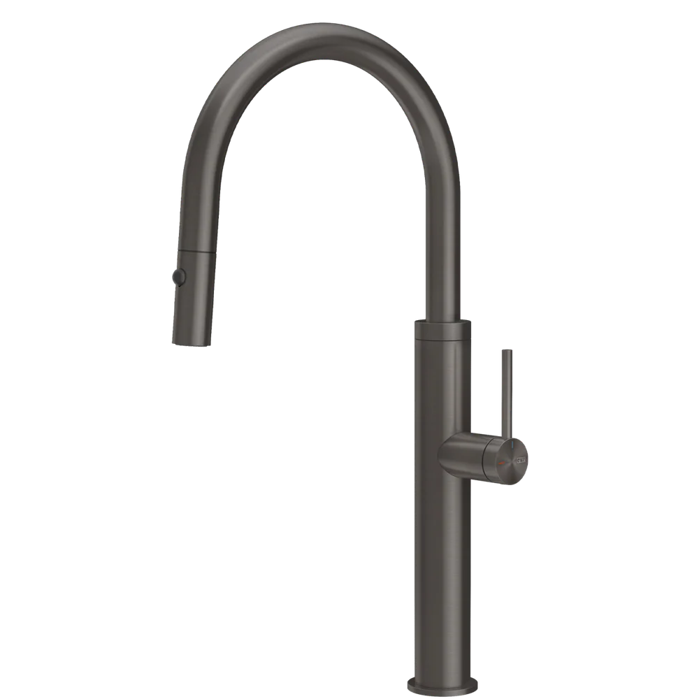 Gessi 316 Smooth Goose Neck Pull Out Spray Mixer Brushed Black - Image 3
