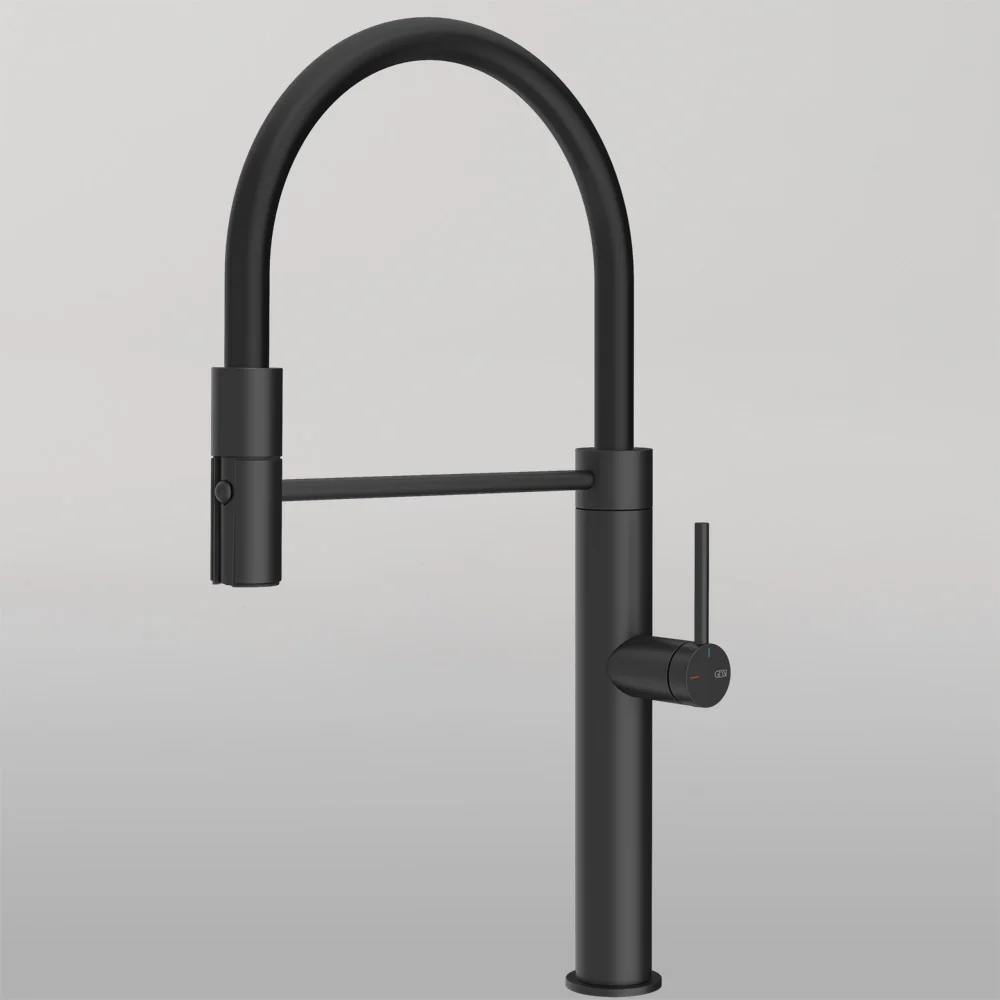 Gessi 316 Smooth Goose Neck Semi-Professional Spray Mixer Matte Black - Image 2