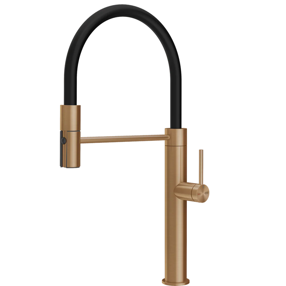 Gessi 316 Smooth Goose Neck Semi-Professional Spray Mixer Warm Bronze - Image 3